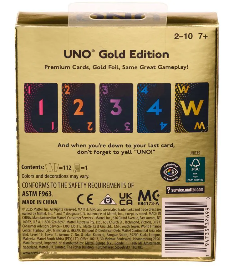 UNO Gold UNO卡牌遊戲黃金版 back